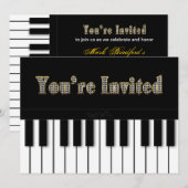 PIANO MULTI PURPOSE INVITATION - GOLD KAART (Voorkant / Achterkant)