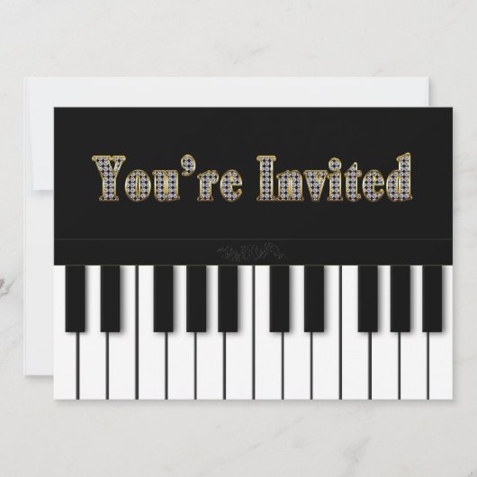 PIANO MULTI PURPOSE INVITATION - GOLD KAART (Voorkant)
