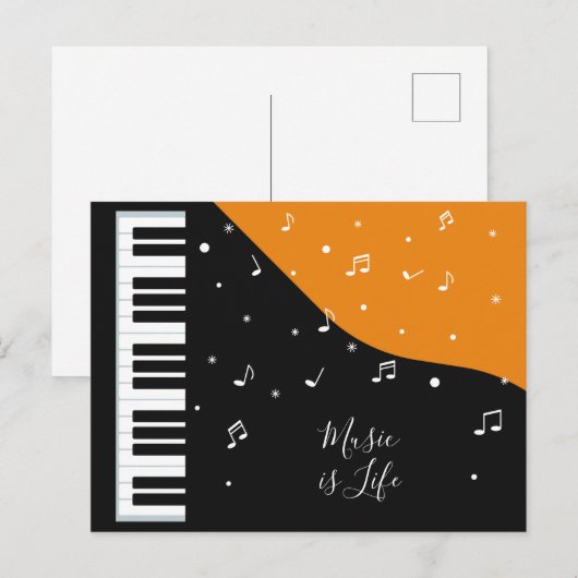 Piano Music aangepaste tekst briefkaart (Voorkant / Achterkant)