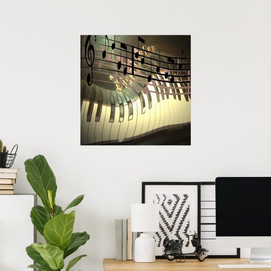 Piano Music Abstract Poster (Thuiskantoor)