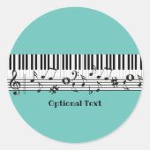 Piano Music Design Ronde Sticker (Voorkant)