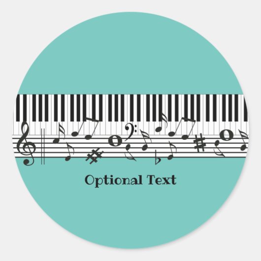 Piano Music Design Ronde Sticker (Voorkant)