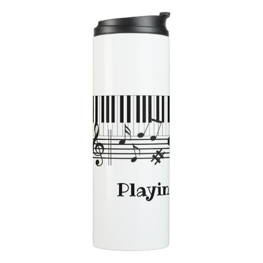 Piano Music Design Thermal Tumbler Thermosbeker (Gedraaid links)