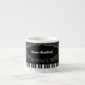 PIANO/MUSIC Espresso Mok met Piano Keys/Damask (Voorkant)