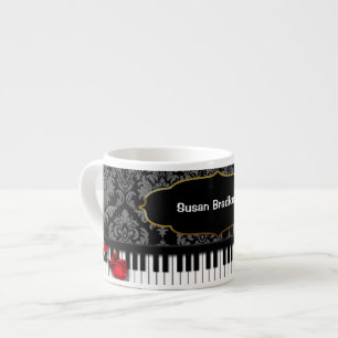 PIANO/MUSIC Espresso Mok met Piano Keys/Damask