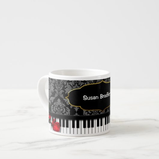 PIANO/MUSIC Espresso Mok met Piano Keys/Damask (Links)