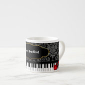 PIANO/MUSIC Espresso Mok met Piano Keys/Damask (Voorkant rechts)