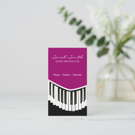 Piano Music Fuschia-Visitekaartjes Visitekaartje (Staand voorkant)