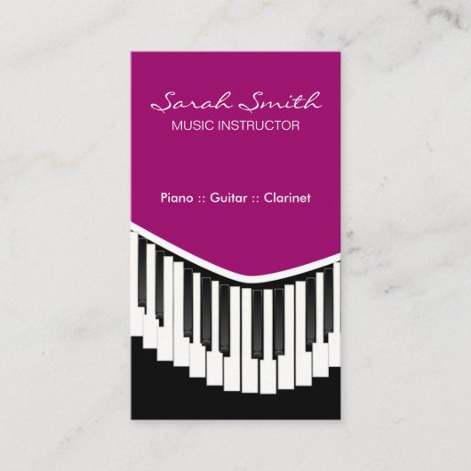 Piano Music Fuschia-Visitekaartjes Visitekaartje (Voorkant)
