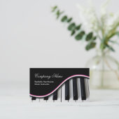 Piano Music Keys Visitekaartjes ~ roze (Staand voorkant)