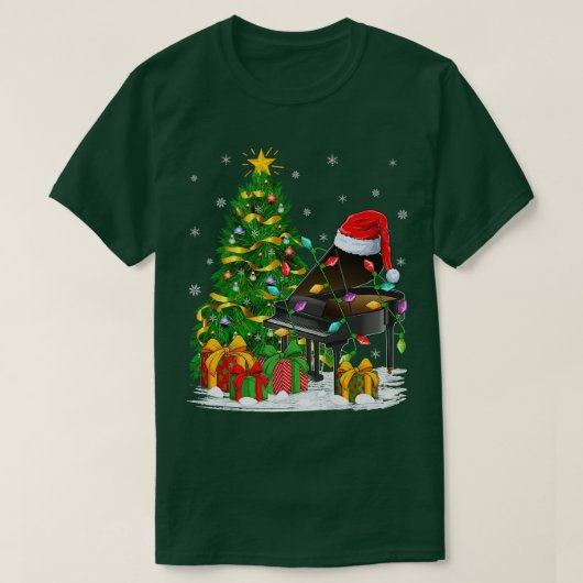 Piano Music Lover Matching Santa Hat Piano Christm T-shirt (Design voorkant)