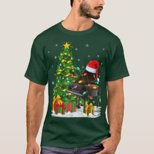 Piano Music Lover Matching Santa Hat Piano Christm T-shirt