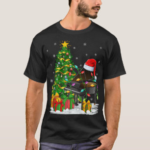 Piano Music Lover Matching Santa Hat Piano Christm T-shirt