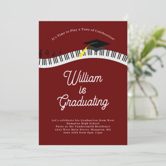 Piano Music Musician Afstuderen Kaart (Staand voorkant)