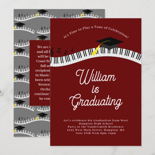 Piano Music Musician Afstuderen Kaart (Voorkant / Achterkant)