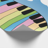 Piano Music Pastel Keyboard Blue Sky Clouds Cadeaupapier (Hoek)