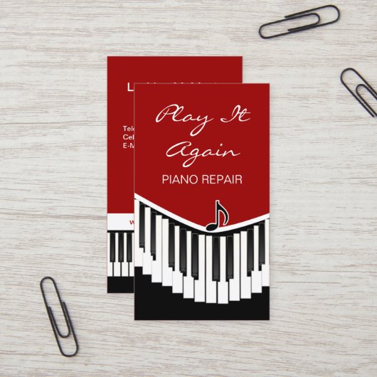 Piano Music Red Visitekaartje (Voorkant / Achterkant in situ)