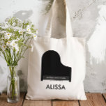Piano Music Studio, Docent Promotie Student Tote Bag<br><div class="desc">Promoot uw piano- of muziekindustrie met deze vleugelpiano canvas tas. Gebruik ze als een persoonlijk geschenk voor studenten,  die bladmuziek kunnen meenemen naar lessen in deze geweldige canvas tassen. Ze kunnen worden gepersonaliseerd met de naam van uw studio en contactgegevens.</div>