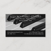 Piano Music Teacher Classic met sociale media Visitekaartje (Voorkant)