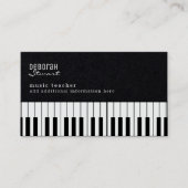 Piano Music Teacher Elegant Black Premium Visitekaartje (Voorkant)