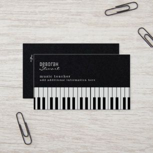 Piano Music Teacher Elegant Black Premium Visitekaartje