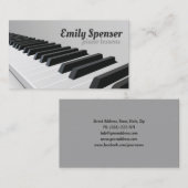 Piano Music Teacher Keyboard Detail Ontwerp Grijs Visitekaartje (Voorkant / Achterkant)