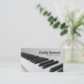 Piano Music Teacher Keyboard Detail Ontwerp Grijs Visitekaartje (Staand voorkant)
