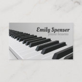 Piano Music Teacher Keyboard Detail Ontwerp Grijs Visitekaartje (Voorkant)