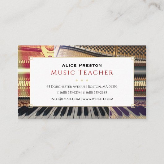 Piano Music Teacher | Unique Visitekaartje (Voorkant)