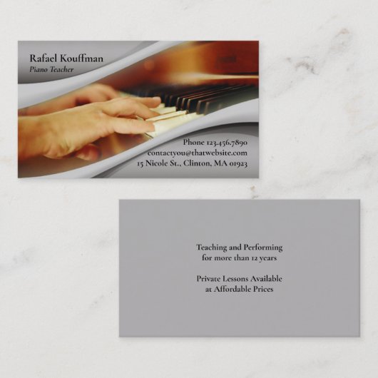 Piano Music Visitekaartje (Voorkant / Achterkant)