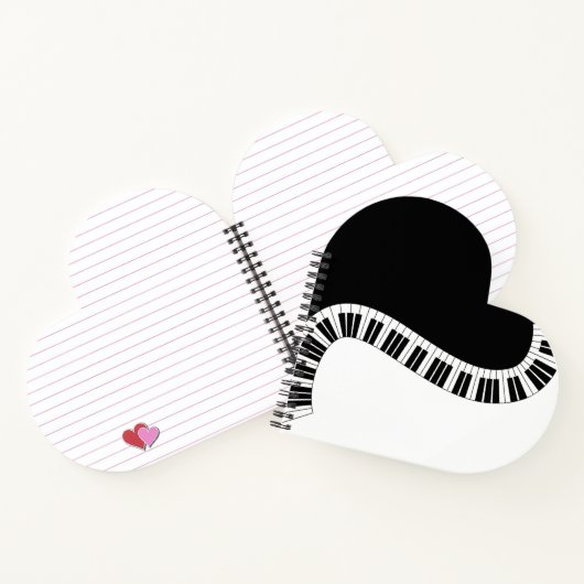 Piano Musical Heart Notebook Notitieboek (Binnen)