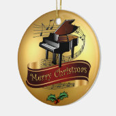 Piano ~ Musical Scroll ~ Gold ~"Merry Kerstmis"~ Keramisch Ornament (Links)