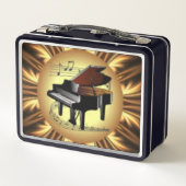 Piano Musical Scroll, Gouden Terug Metalen Lunchbo (Achterkant)