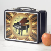 Piano Musical Scroll, Gouden Terug Metalen Lunchbo (In situ)