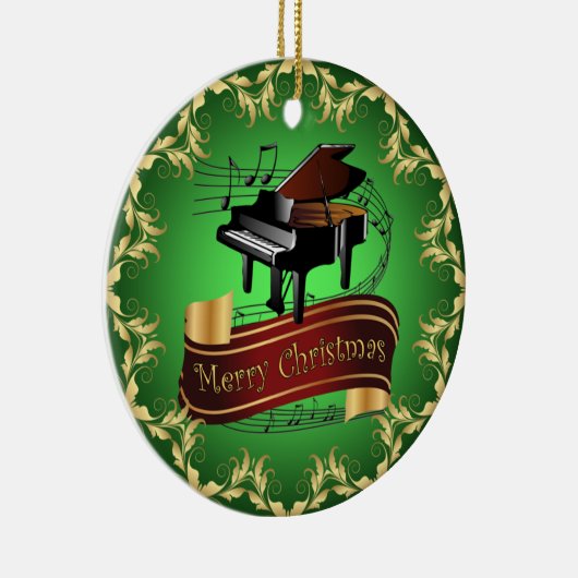 Piano ~ Musical Scroll ~ Merry Kerst~ * ~ Keramisch Ornament (Rechts)