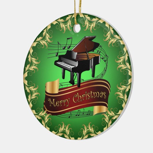 Piano ~ Musical Scroll ~ Merry Kerst~ * ~ Keramisch Ornament (Links)