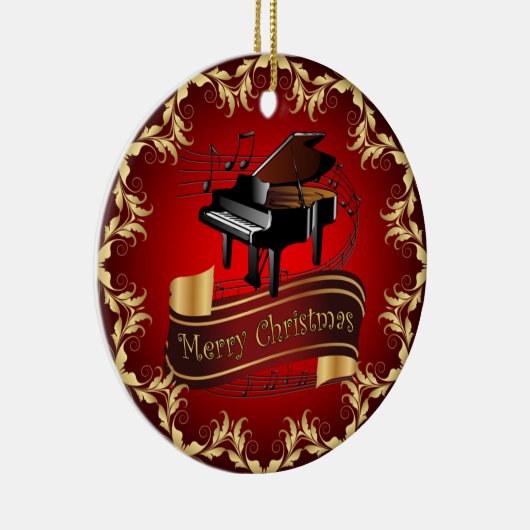 Piano ~ Musical Scroll ~ Merry Kerst~ * ~ Keramisch Ornament (Rechts)