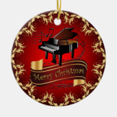 Piano ~ Musical Scroll ~ Merry Kerst~ * ~ Keramisch Ornament (Voorkant)