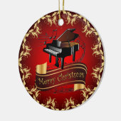 Piano ~ Musical Scroll ~ Merry Kerst~ * ~ Keramisch Ornament (Links)