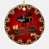 Piano ~ Musical Scroll ~ Merry Kerst~ * ~ Keramisch Ornament (Achterkant)