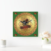 Piano ~ Musical Scroll ~ "Merry Kerstmis"  Vierkante Klok (Huis)