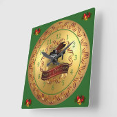 Piano ~ Musical Scroll ~ "Merry Kerstmis"  Vierkante Klok (Hoek)