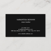 Piano Musician Business card with Music Note Visitekaartje (Achterkant)