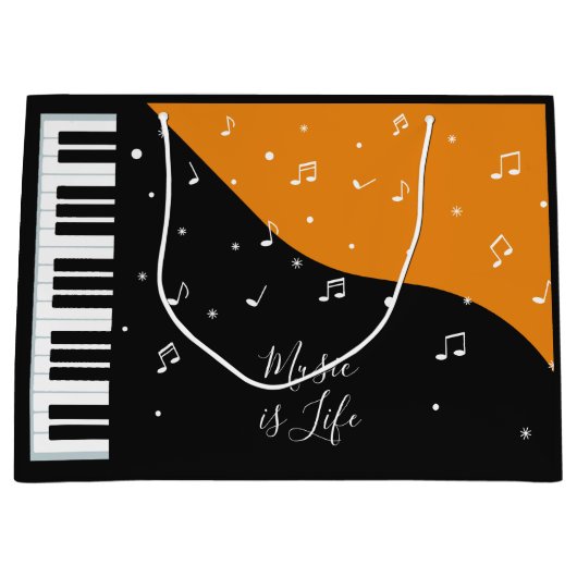 Piano Muziek aangepaste tekst grote geschenkzak Groot Cadeauzakje (Voorkant)