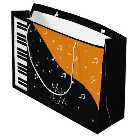 Piano Muziek aangepaste tekst grote geschenkzak Groot Cadeauzakje (Achterkant Gekanteld)