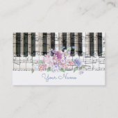 Piano Muziek Bloemendecor Girly Visitekaartje (Voorkant)