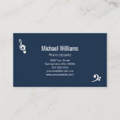 Piano Muziek Lessen QR code Navy Blue Visitekaartje (Voorkant)