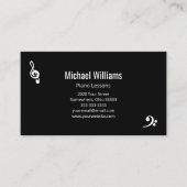 Piano Muziek Lessen QR code Zwart Wit Visitekaartje (Voorkant)