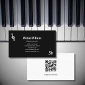 Piano Muziek Lessen QR code Zwart Wit Visitekaartje