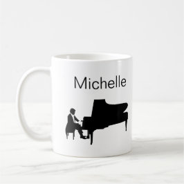 Piano Muziek Noten Script Naam Zwart Wit Coffee M Koffiemok